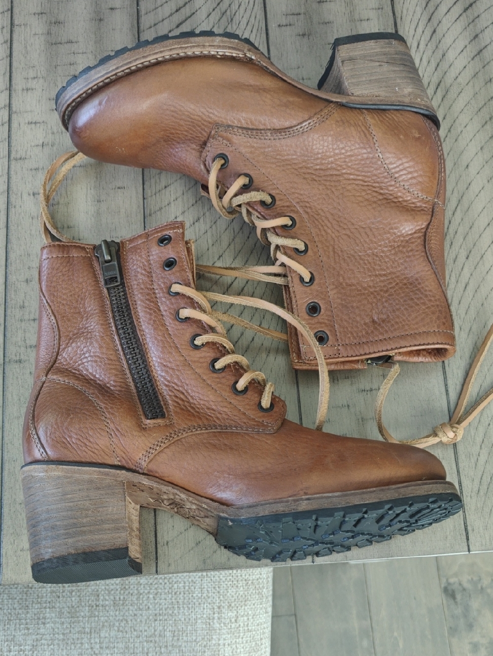 freebird Tan Lace Up Leather Boots